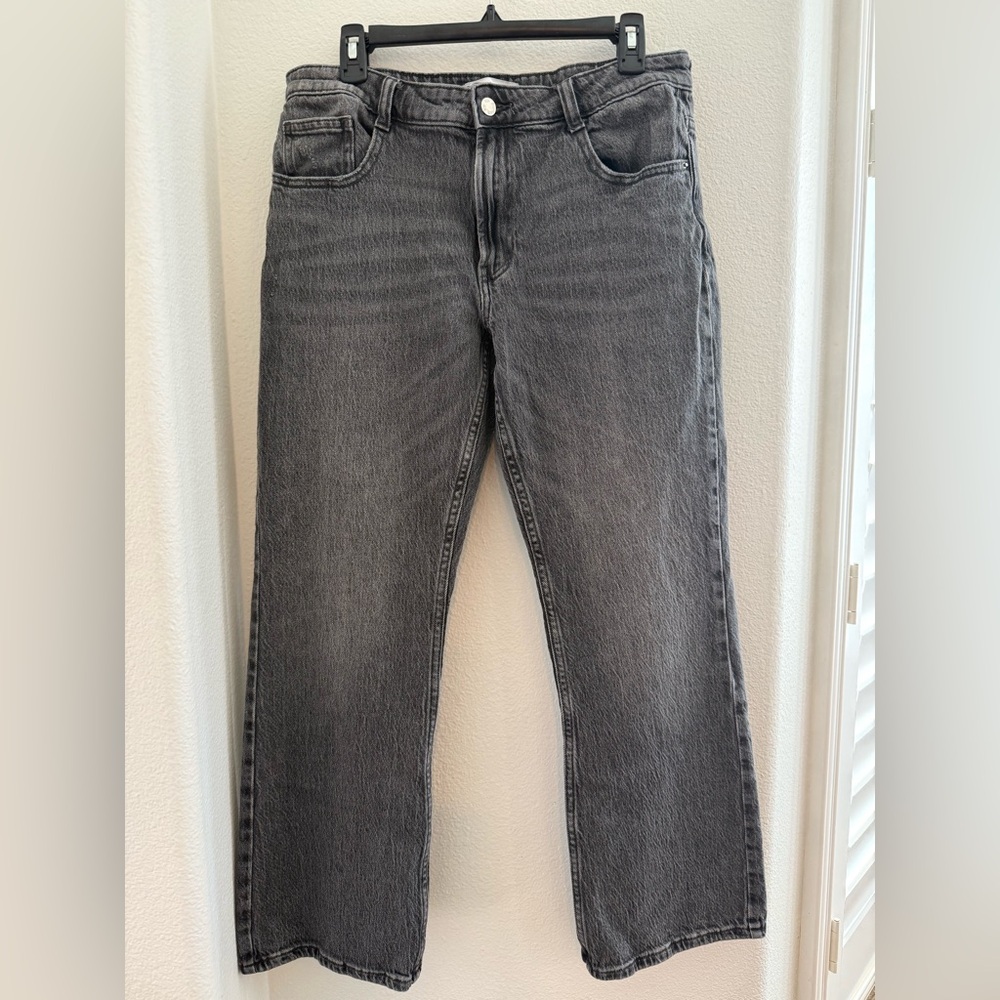 ZARA Black/Gray Wash Mid-Rise Mom Jeans Womens 10